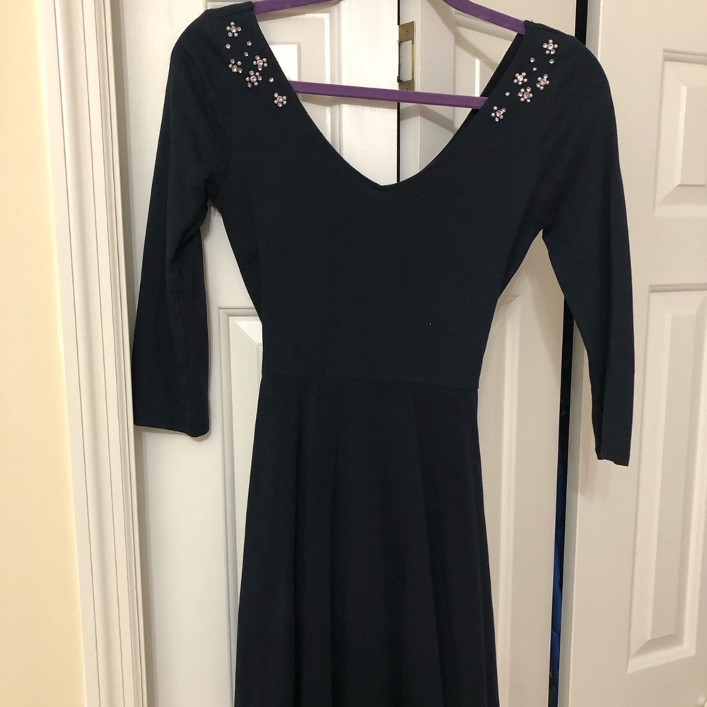Abercrombie kids navy dress with rhinestones